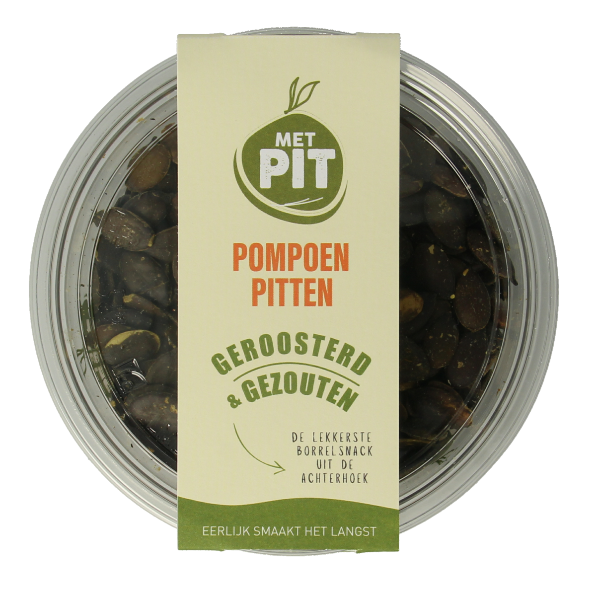 Roasted and salted pumpkin seeds from Met PIT, 150g package, raw superfood snack with natural appearance and salted seasoning