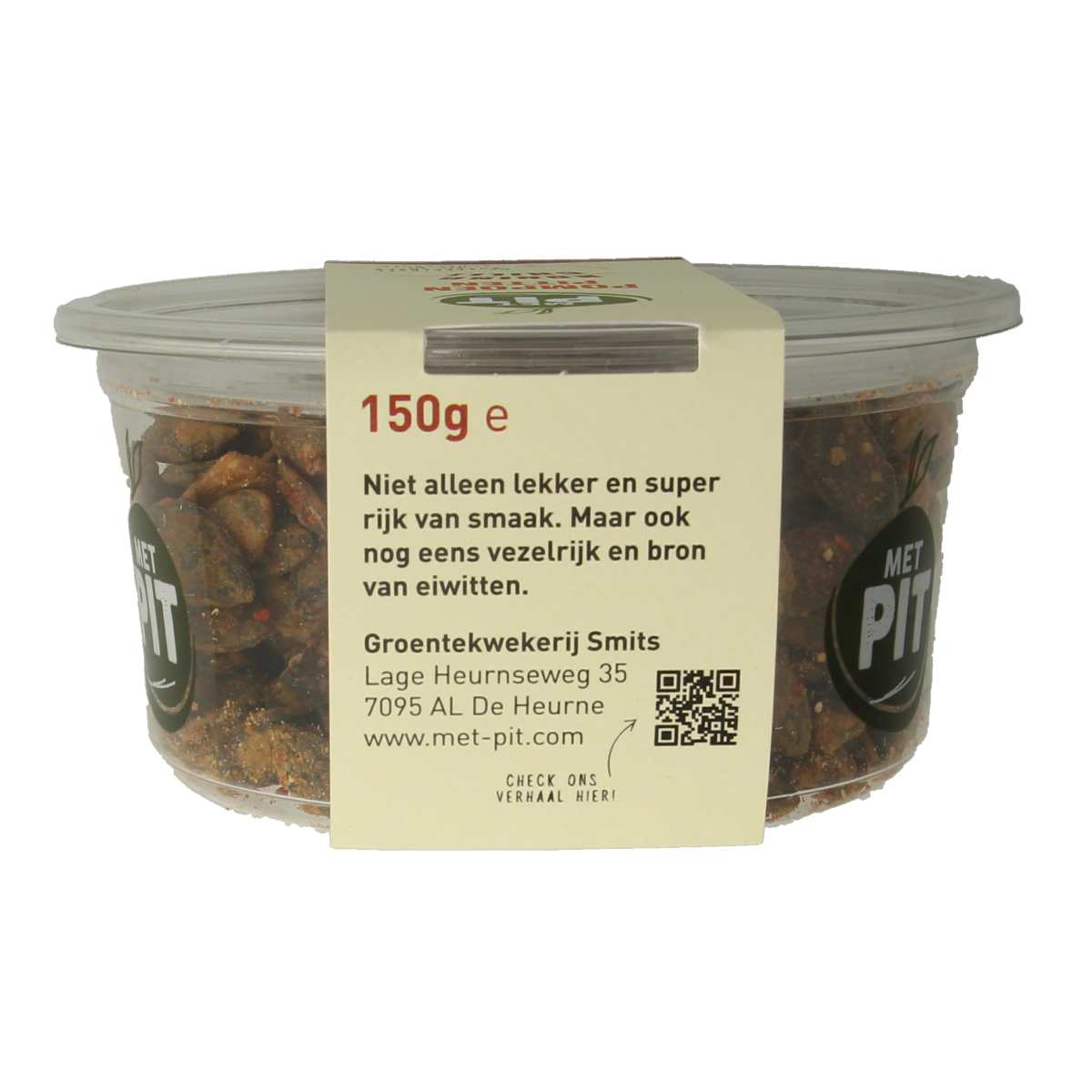 Met PIT chili honey pumpkin seed snack in a 150g package, featuring roasted pumpkin seeds coated with chili and honey.