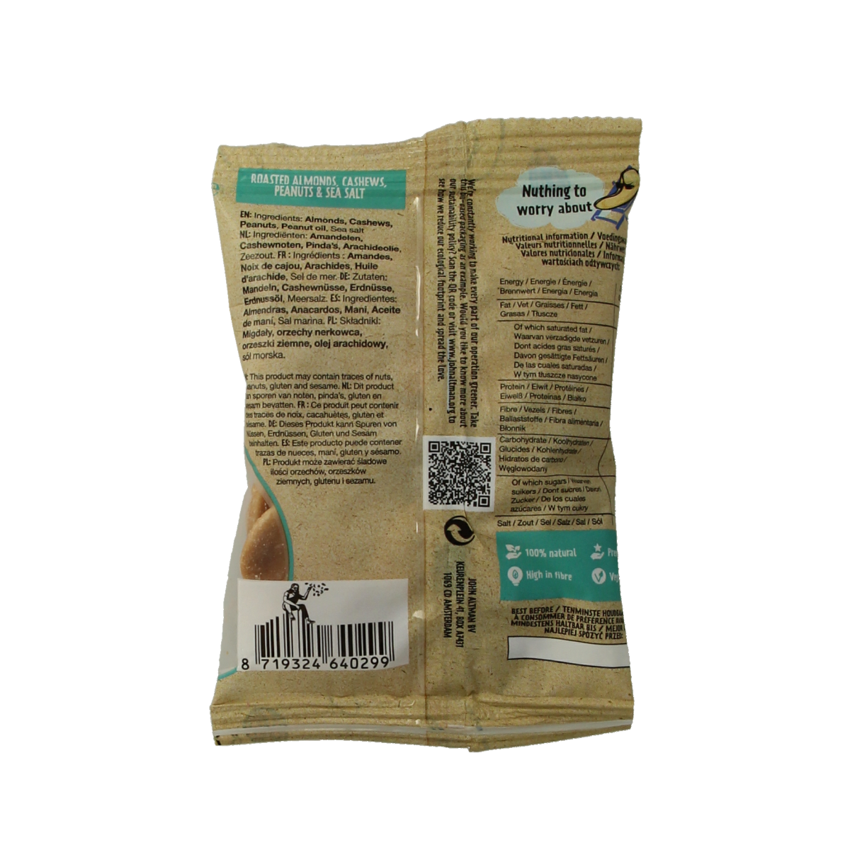 Raw mixed nuts with sea salt by John Altman, 45g, featuring a variety of nuts in a natural, healthy snack package.