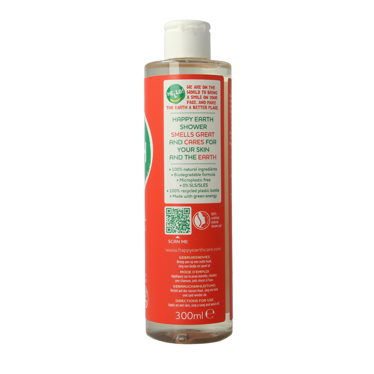Happy Earth Pure floral patchouli shower gel in 300ml bottle, perfect for a soothing bad en douche routine.