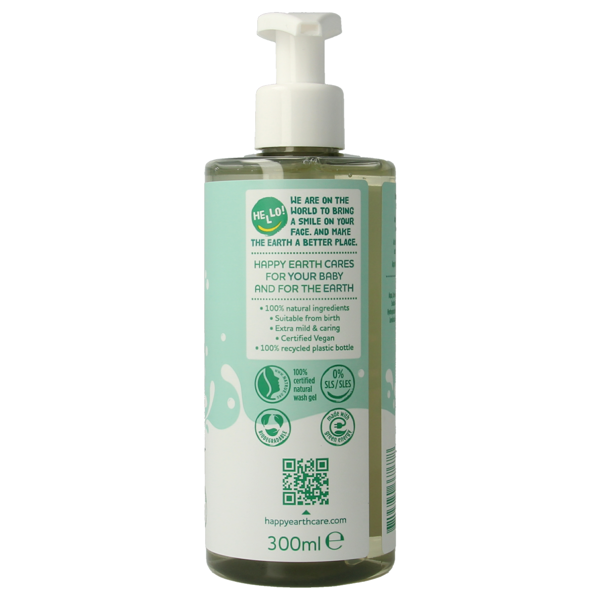 Happy Earth Baby & Kids Was & Badgel soap-free cleanser in a 300ml bottle, gentle skincare for infants and toddlers
