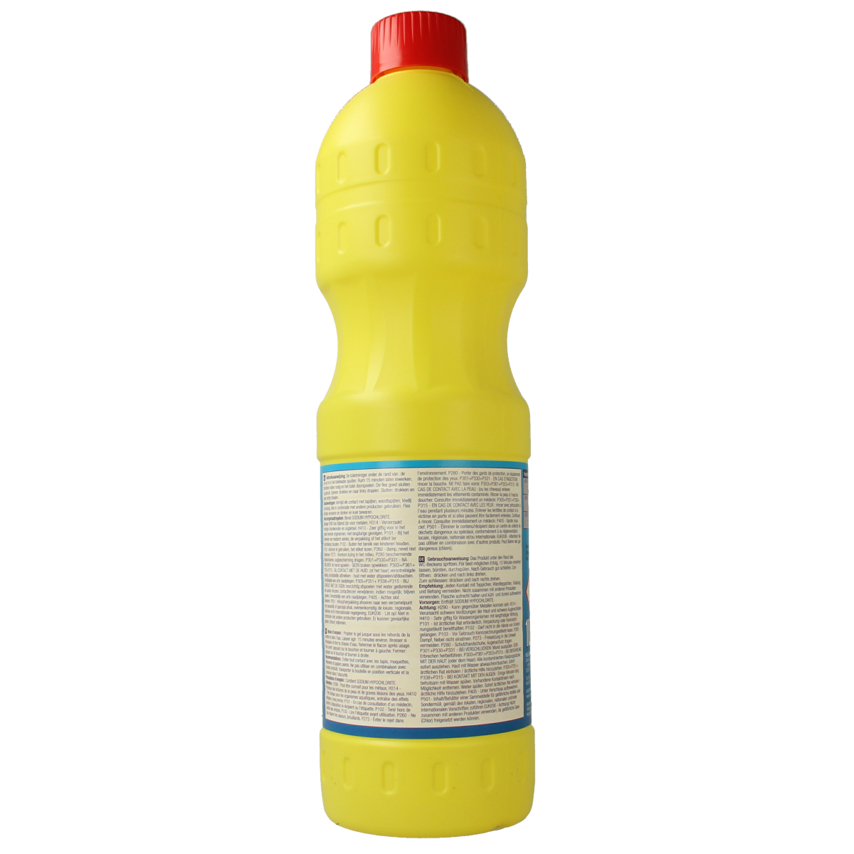 Diversen Dikbleek bottle, 1 liter, cleaning product for household disinfecting and whitening in a clear plastic container.