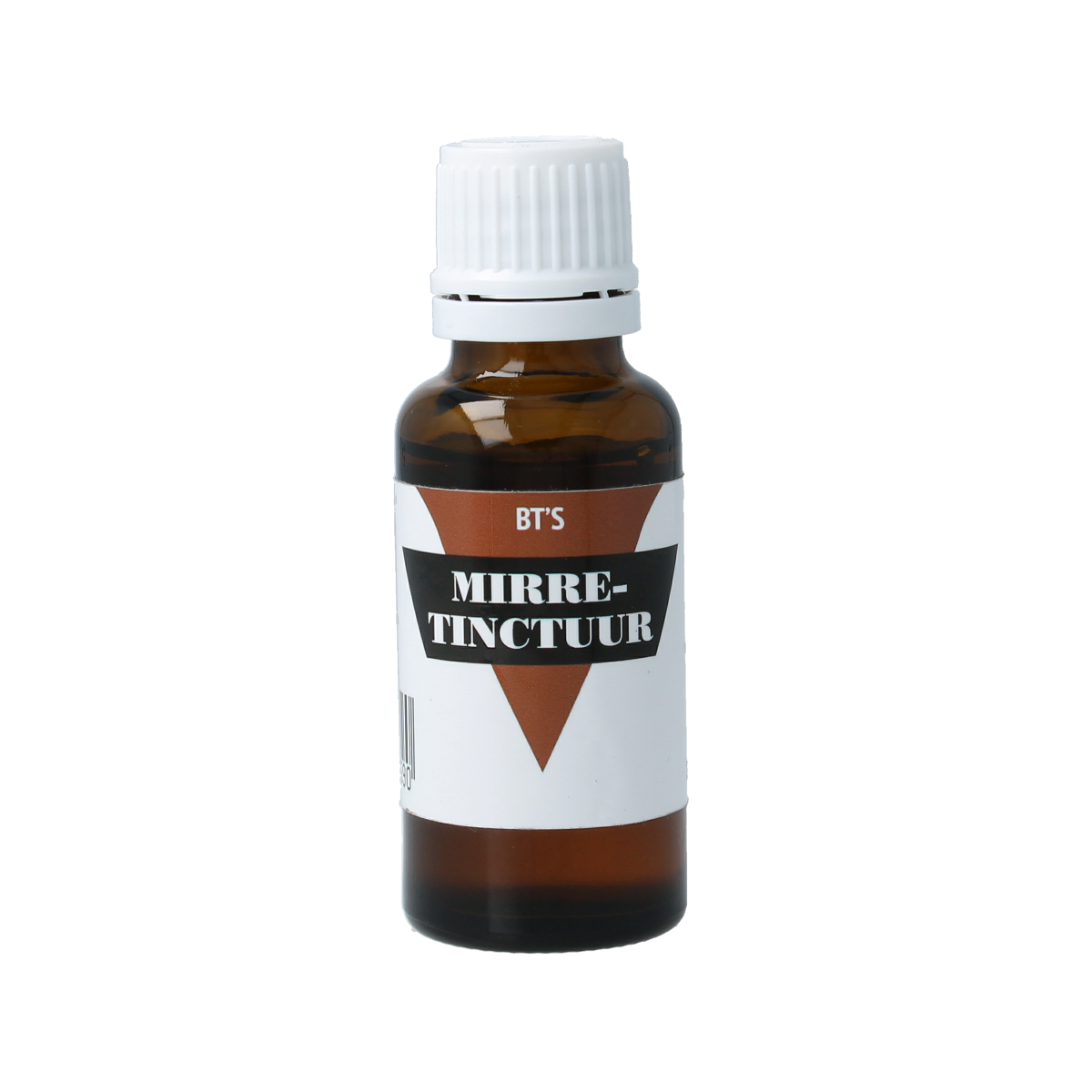BT'S Mirre tinctuur 25ml bottle, a natural mouth rinse from BT'S brand, shown in the image.