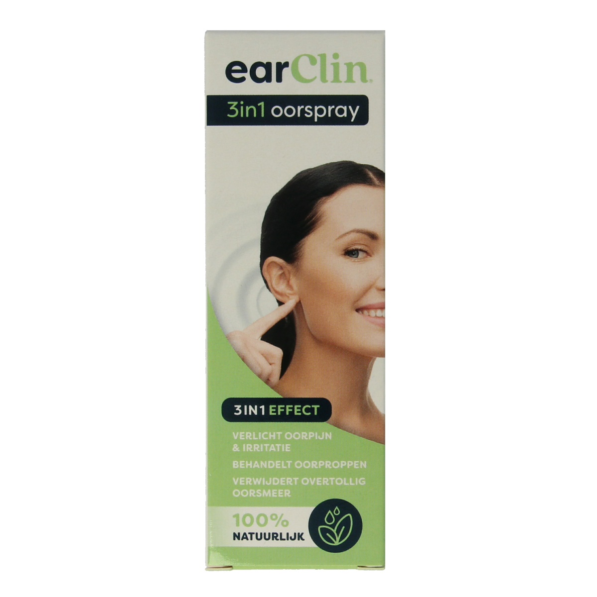 Earclin Easpray 3-in-1 ear care spray bottle, 15ml, with nozzle for gentle ear cleaning and maintenance.