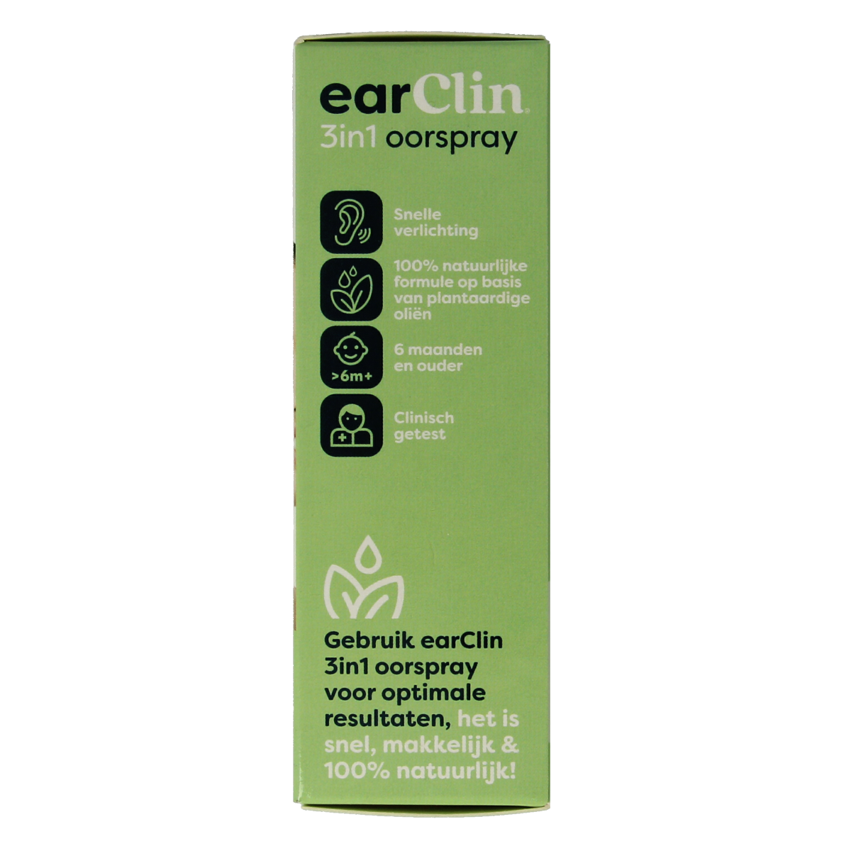 Earclin Easpray 3-in-1 ear care spray bottle, 15ml, for ear cleaning and maintenance, with a compact ergonomic design.