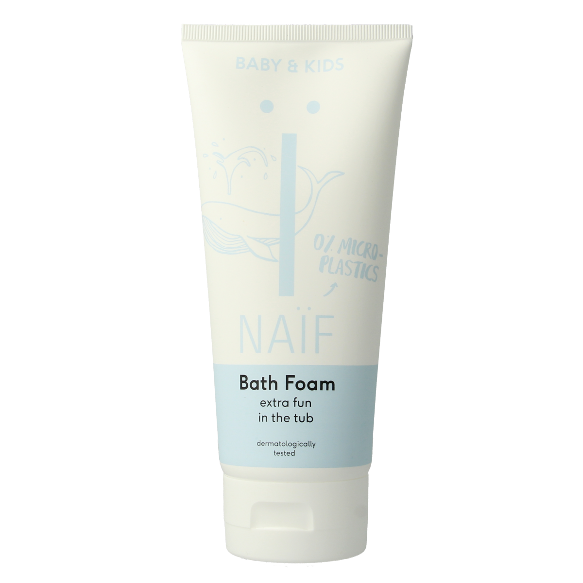 Naif Baby bathfoam relaxing in 200ml bottle, gentle baby and toddler care product with soft, foaming formula for soothing bath time.