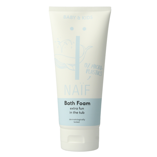 Naif Baby bathfoam relaxing in 200ml bottle, gentle baby and toddler care product with soft, foaming formula for soothing bath time.