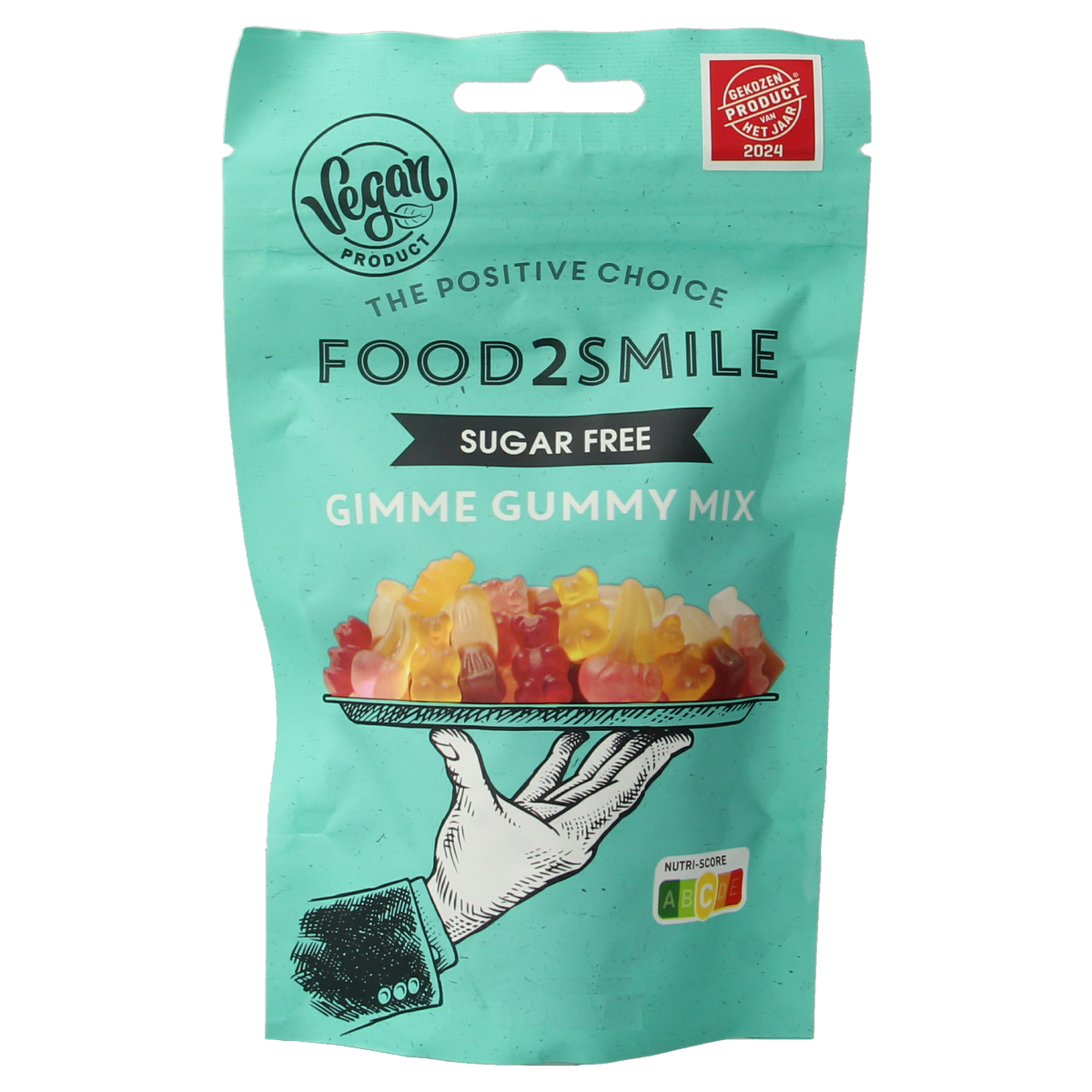 Food2Smile Gimme gummy mix, sugar-free, lactose-free candy, 90 grams, colorful chewy snoepgoed with fruit flavors.