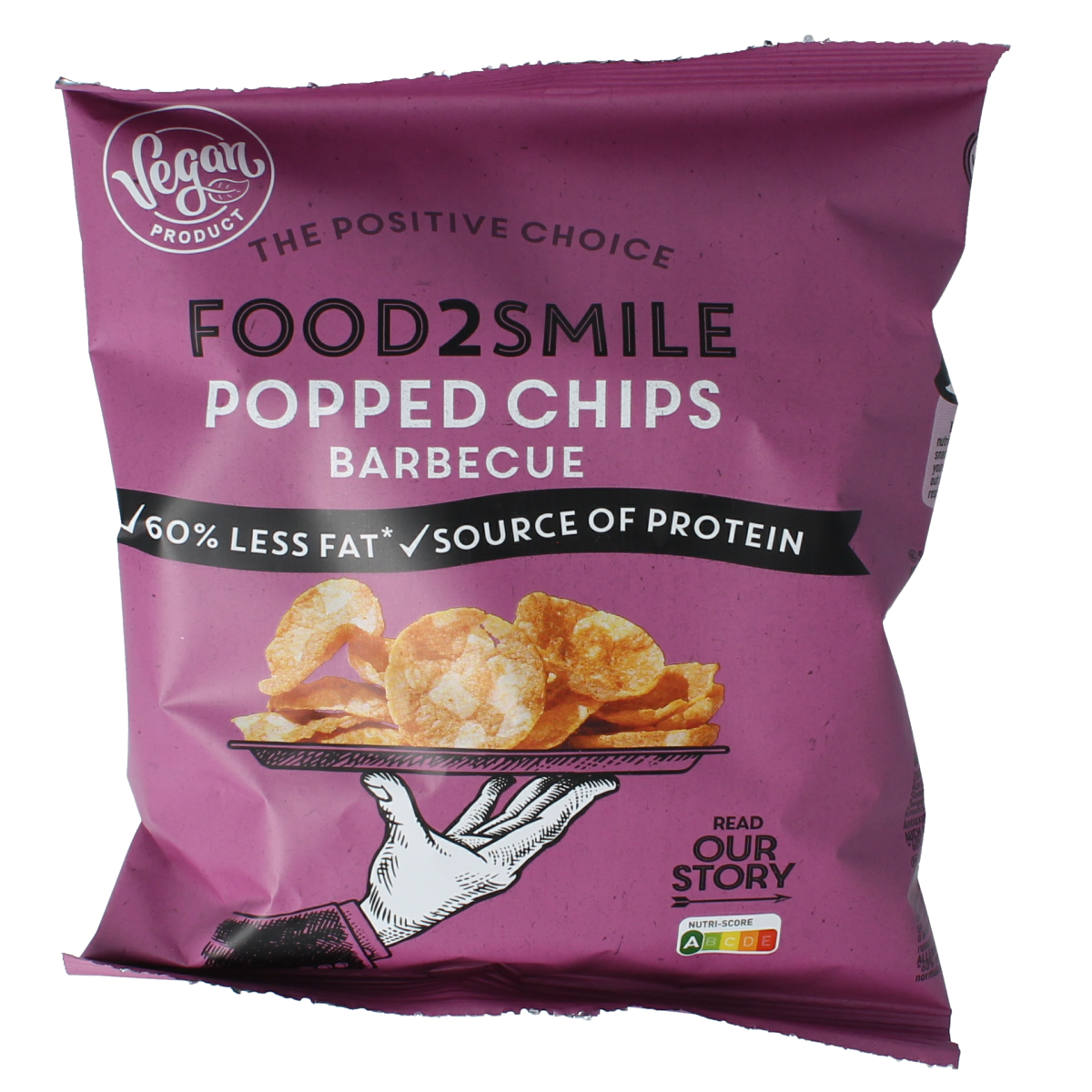 Food2Smile BBQ Popped Chips snack bag, 25g, crispy and flavorful barbecue-taste snack in colorful packaging