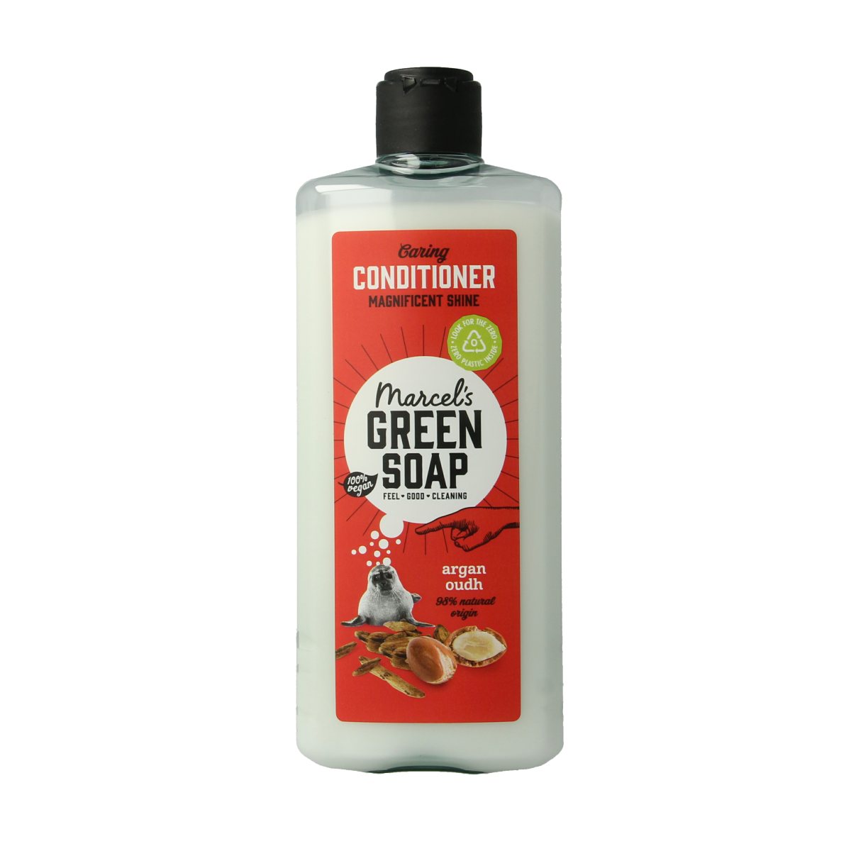 Marcel's Green Soap argan and oudh conditioner for hair care, 300ml bottle with natural ingredients and elegant packaging.