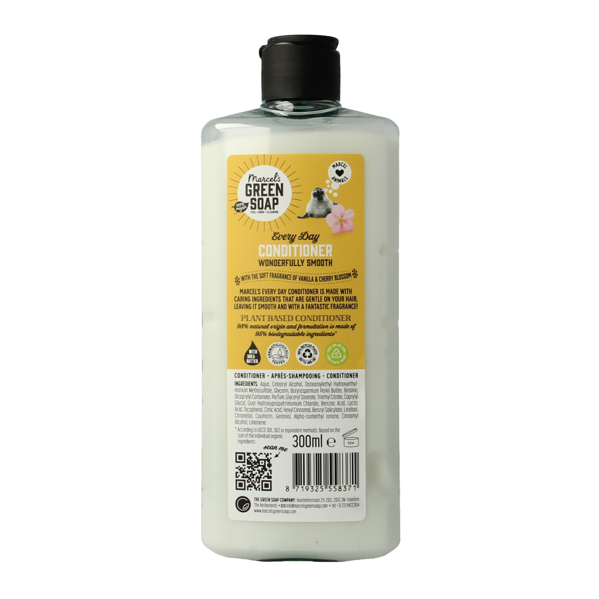 Marcel's Green Soap vanilla and cherry blossom conditioner for daily hair care in a 300ml bottle