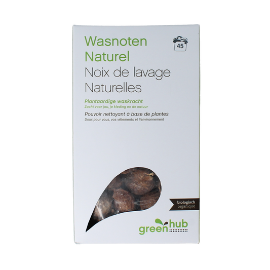 Greenhub Wasnoten with waszakje in cotton, 200g, natural laundry detergent for eco-friendly washing.