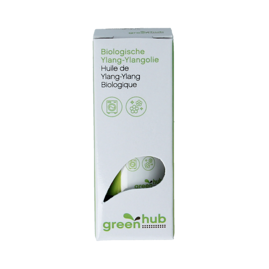 Greenhub Ylang Ylang organic essential oil in a 10ml bottle, natural fragrance for aromatherapy and skincare.
