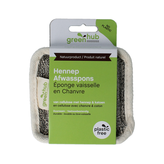 Greenhub afwasspons, green cleaning sponge for kitchen dishes, with textured surface for effective scrubbing.