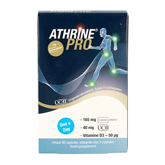 Athrine Athrine PRO UC-II Cavacurmin with Vitamin D3 capsules, herbal supplement for joint support, 90 capsules.