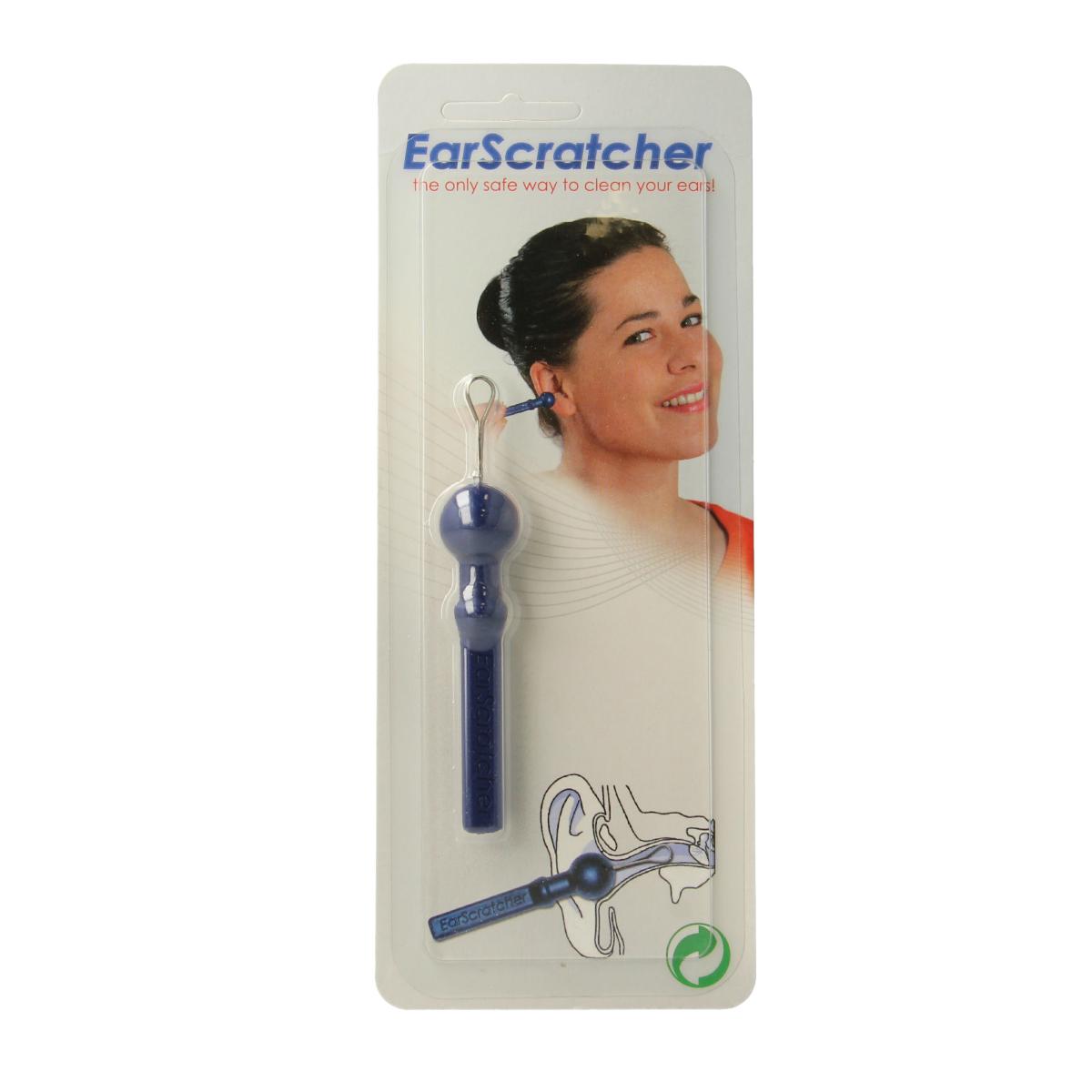 EarScratcher ear care product, showing the packaging of one unit for safe and gentle ear cleaning.