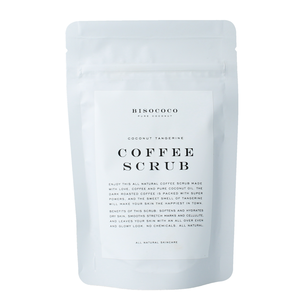 Bisococo Coffee Scrub 100g for body care, featuring natural coffee grains and creamy texture, ideal for exfoliating and revitalizing skin.