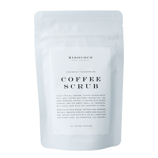 Bisococo Coffee Scrub 100g for body care, featuring natural coffee grains and creamy texture, ideal for exfoliating and revitalizing skin.