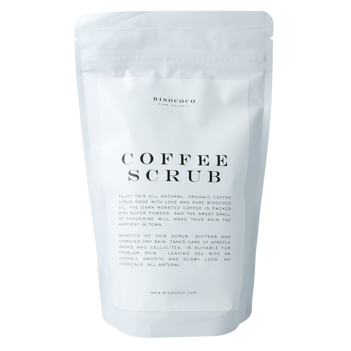 Bisococo Coffee scrub 250g for body care, showing the jar with coffee exfoliant and natural ingredients.