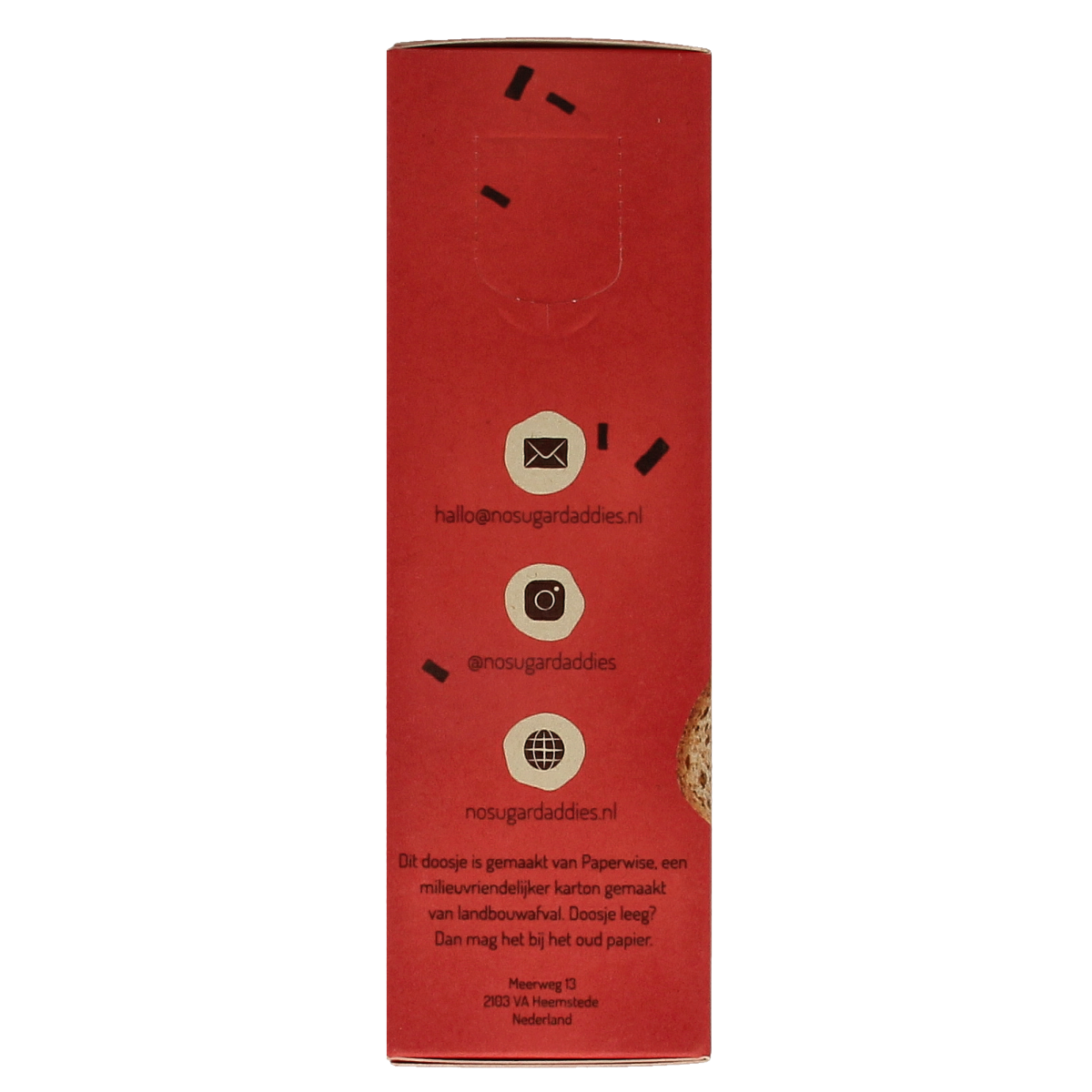 No Sugar Daddies Choco chunks extra puur bio broodbeleg spread on bread, visible chocolate pieces in jar, 180g.