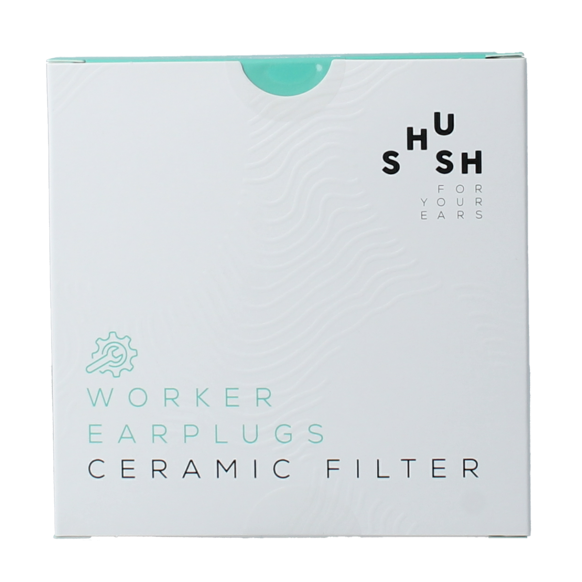 Shush Werk earplugs for hearing protection, pair of comfortable ear inserts with brand logo visible on packaging.