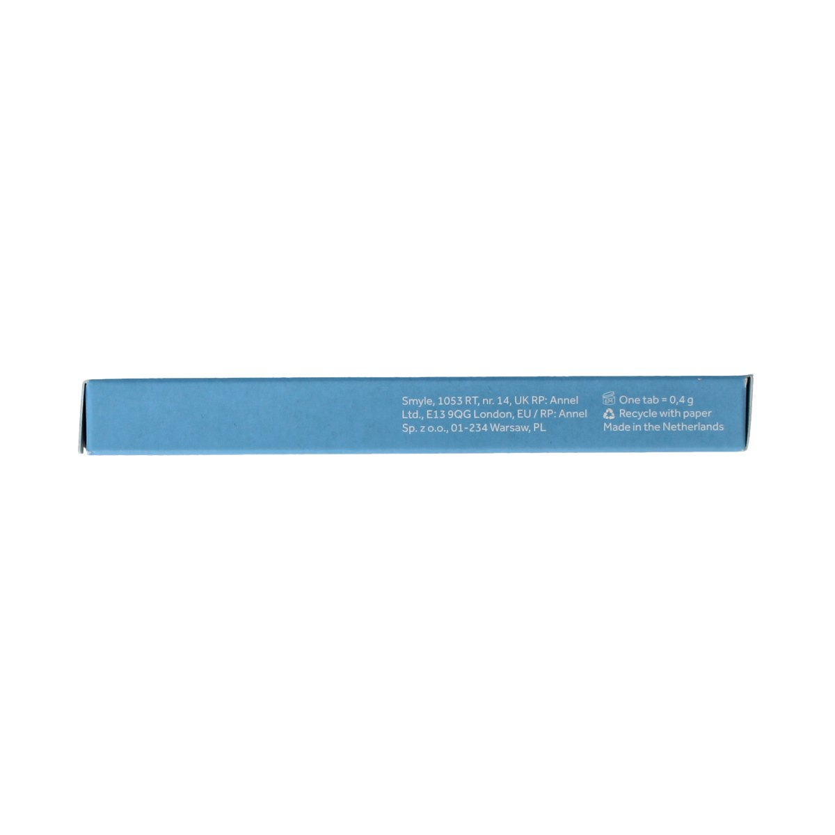Smyle fluoride toothpaste tablets refill pack with 63 tablets, natural oral hygiene product in a white and green packaging.