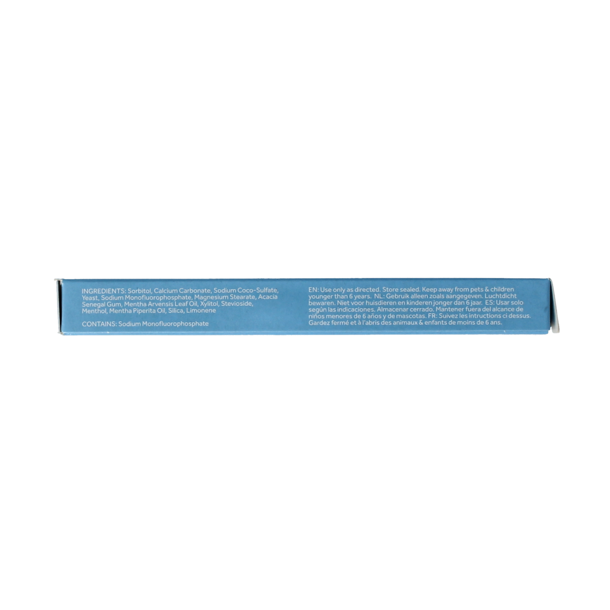 Smyle fluoride toothpaste tablets in a refill pack with 63 pieces, shown in a clear container on a white background.