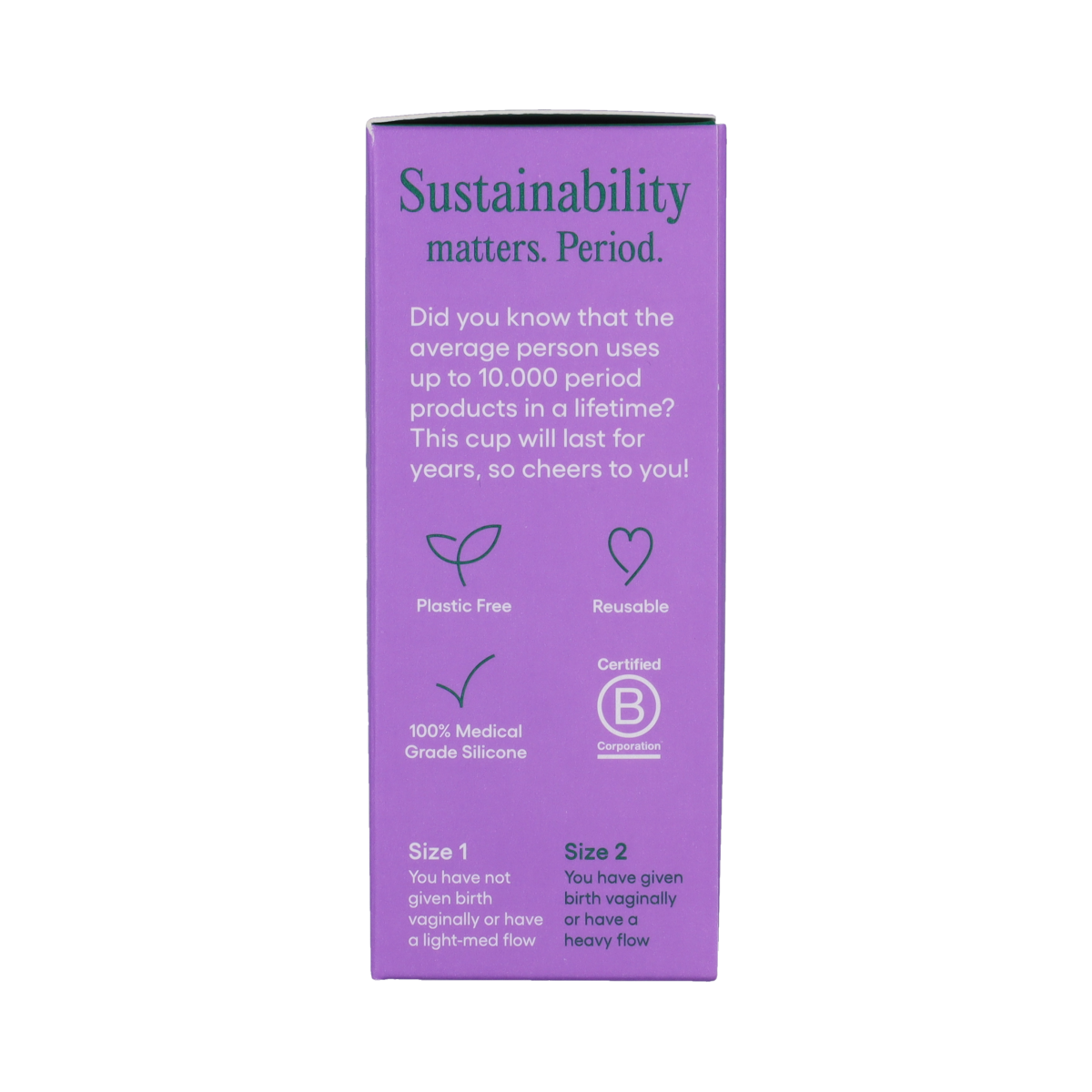 Yoni Menstruatiecup maat 2 in verpakking, reusable menstrual cup for women, flexible silicone, size 1.00, hygiene product