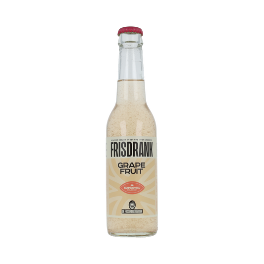 De Frisdrank Fabriek grapefruit bruisende frisdrank in een 275 ml fles, biologische suikervrije frisdrank met citrus smaak.