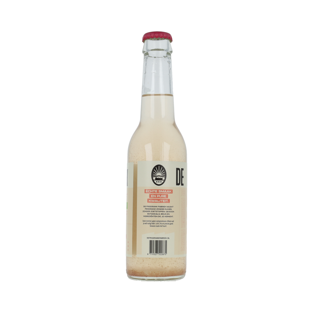 De Frisdrank Fabriek grapefruit frisdrank in 275ml bottle, carbonated, natural, with a refreshing citrus flavor.