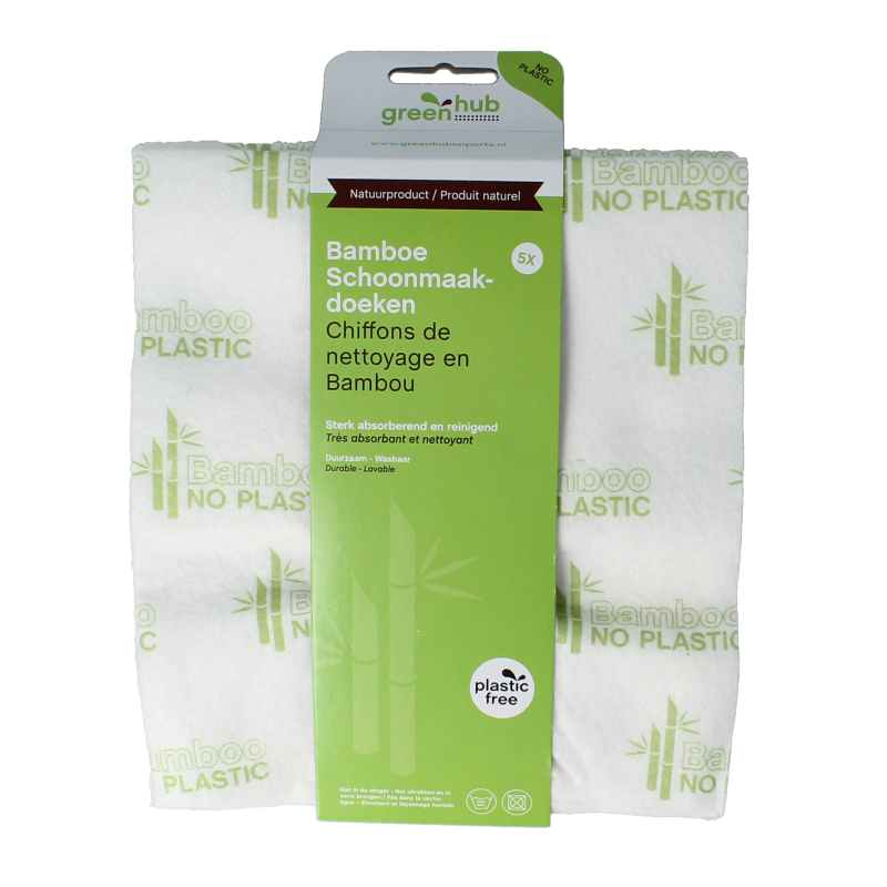 Greenhub bamboo cleaning cloths, set of 5, eco-friendly reusable cleaning towels for household use.