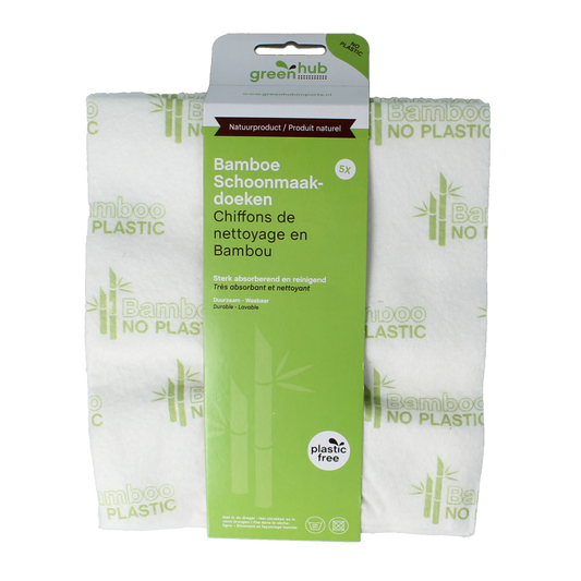 Greenhub bamboo cleaning cloths, set of 5, eco-friendly reusable cleaning towels for household use.