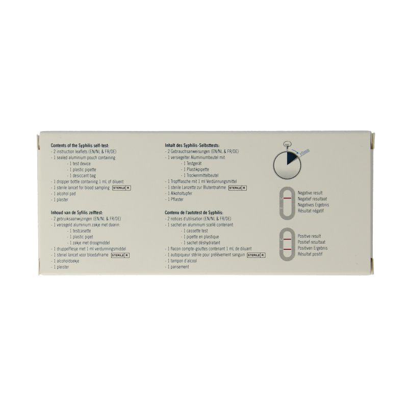 The Tester Syfilis self-test kit for at-home testing, showing the test device and packaging for syphilis detection.