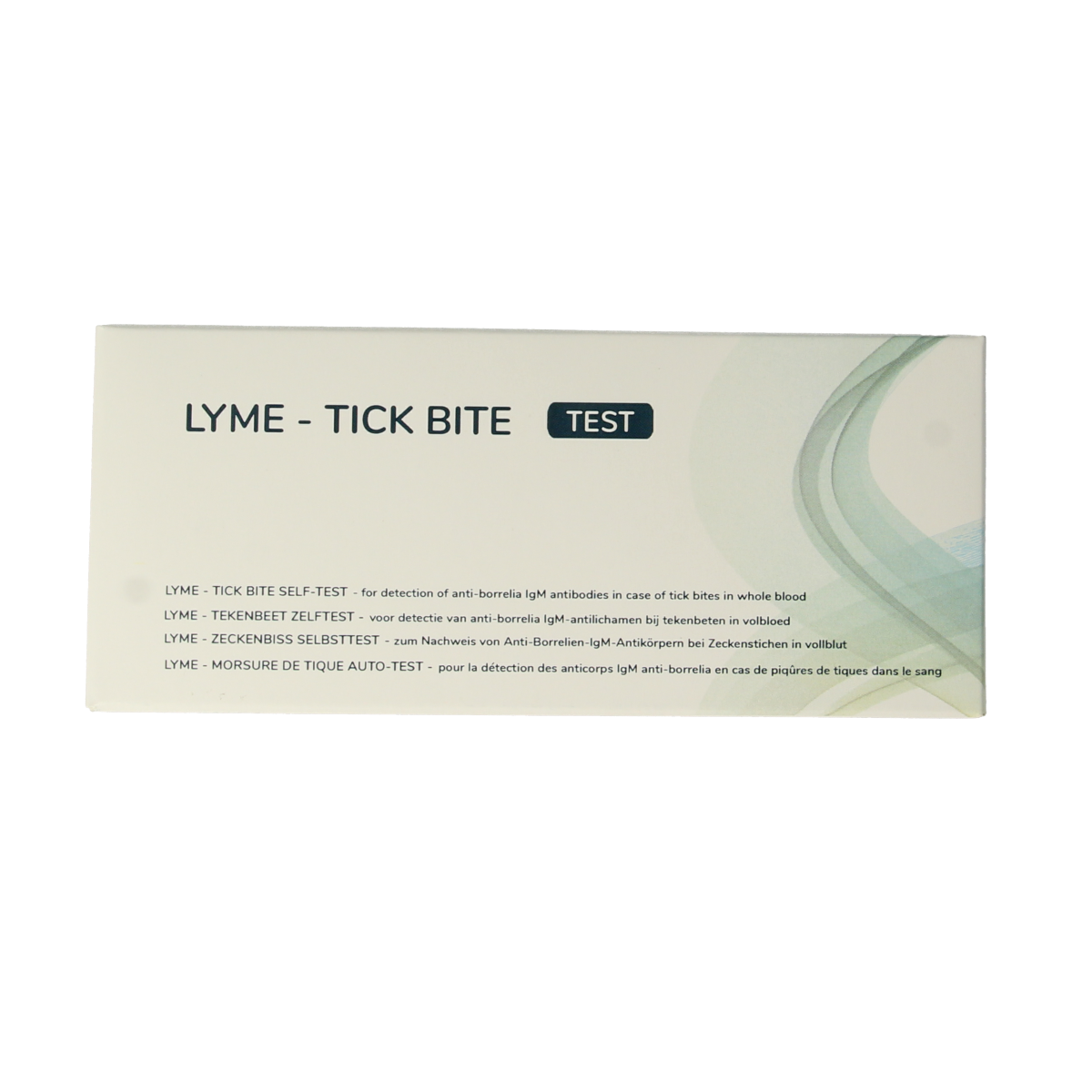 The Tester Lyme disease self-test kit with one test strip for at-home Lyme disease detection, shown in the image.