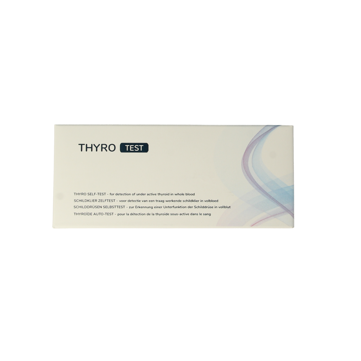 The Tester Schildklier test kit for self-testing thyroid function, featuring a test set with a clear display and instructions.