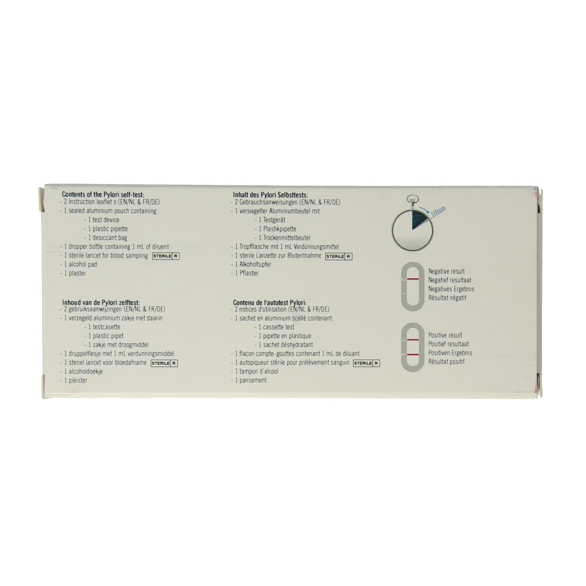 The Tester Helicobacter pylori test kit with one self-test set, showing the packaging and test components in the image.