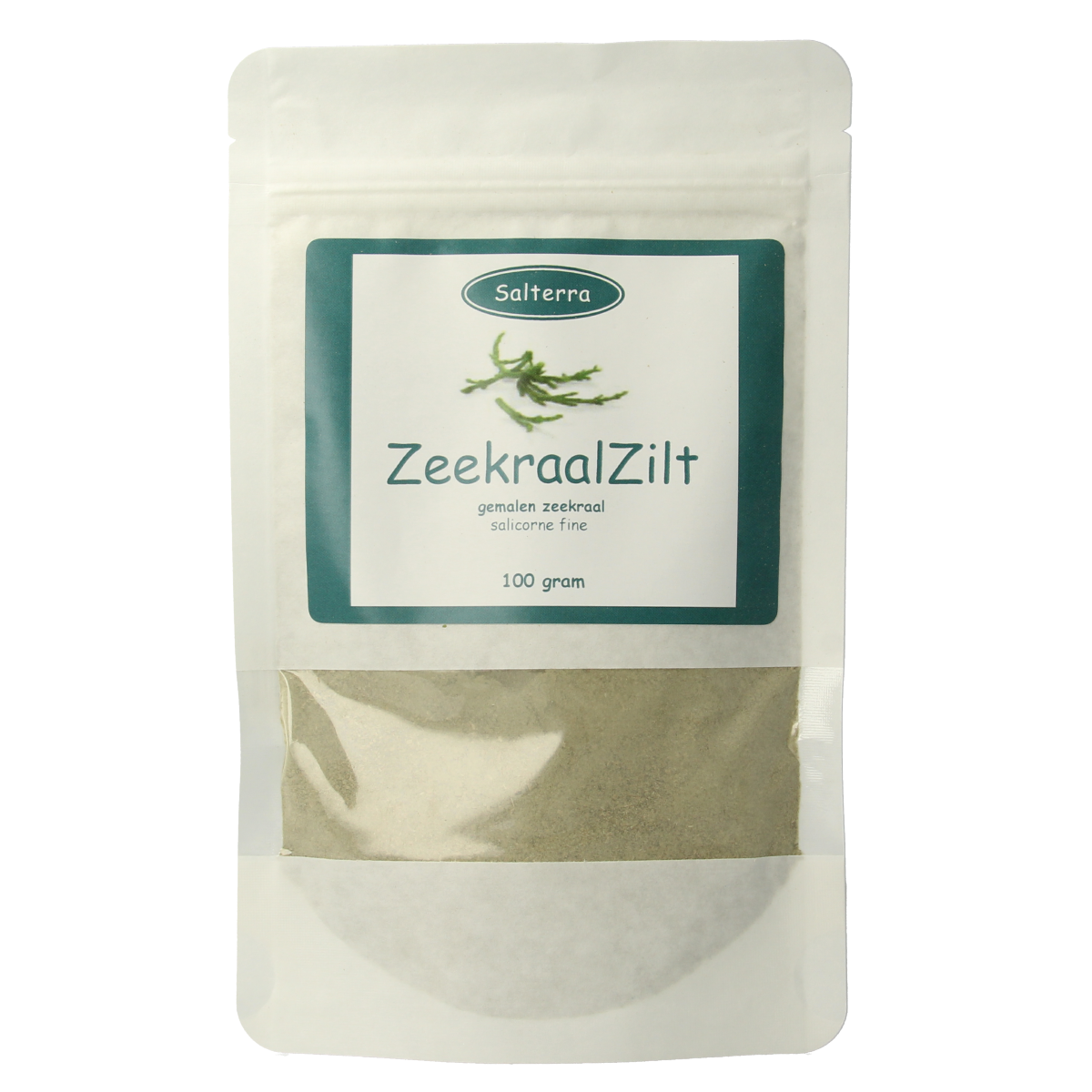Salterra Zeekraalzilt fijn navulling, 100g, a fine salt and herbal blend from Salterra for culinary use.