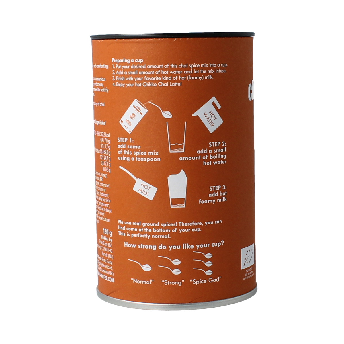 Chikko Bio Chikko Not coffee chai latte in 130g package, showing the product's packaging and label for drink and beverage enthusiasts.