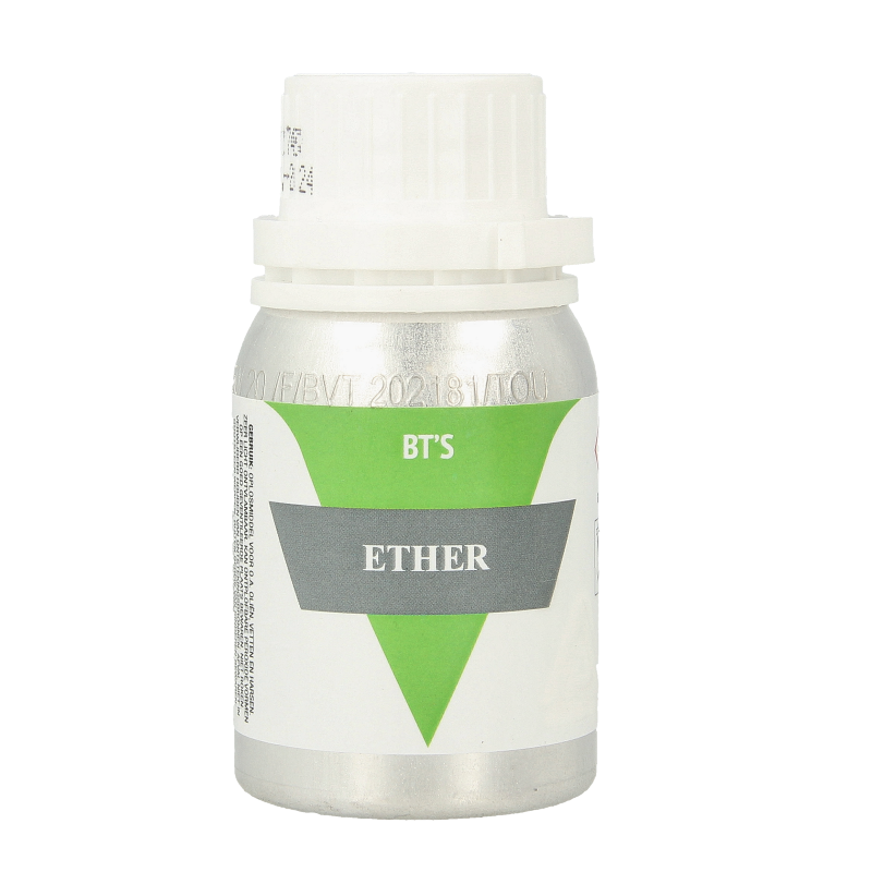 BT'S Ether 100ml cleaning product in a clear bottle with a blue cap, used for various cleaning applications.