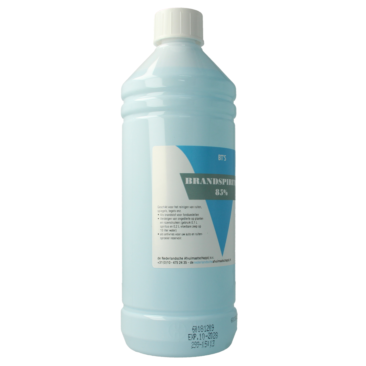 BT'S Brandspiritus 85% cleaning alcohol in a 1-liter bottle, used for disinfecting and cleaning surfaces.