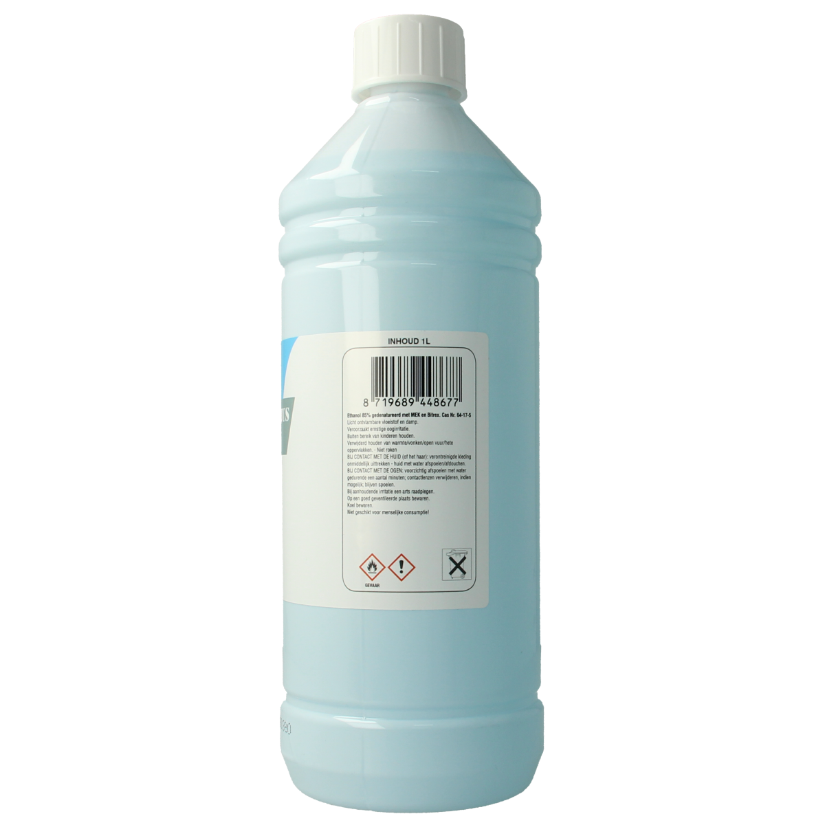 BT'S Brandspiritus 85% cleaning solution in a 1-liter bottle, used for disinfecting and cleaning surfaces.