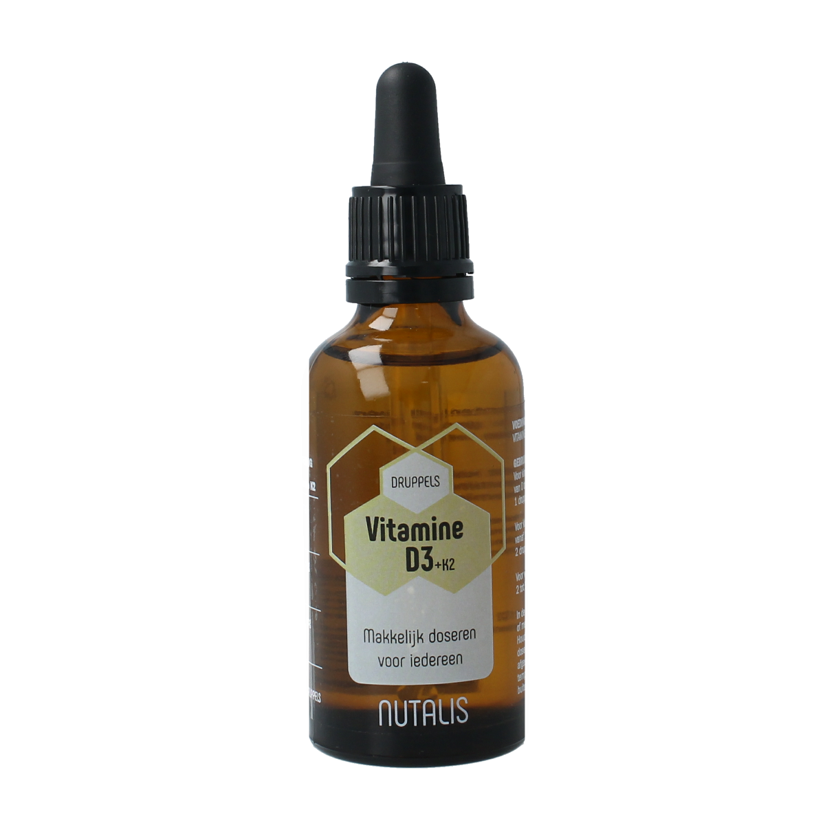 Nutalis Vitamin D3 and K2 drops in a 50ml bottle, supplement for bone and immune health, with dropper included.