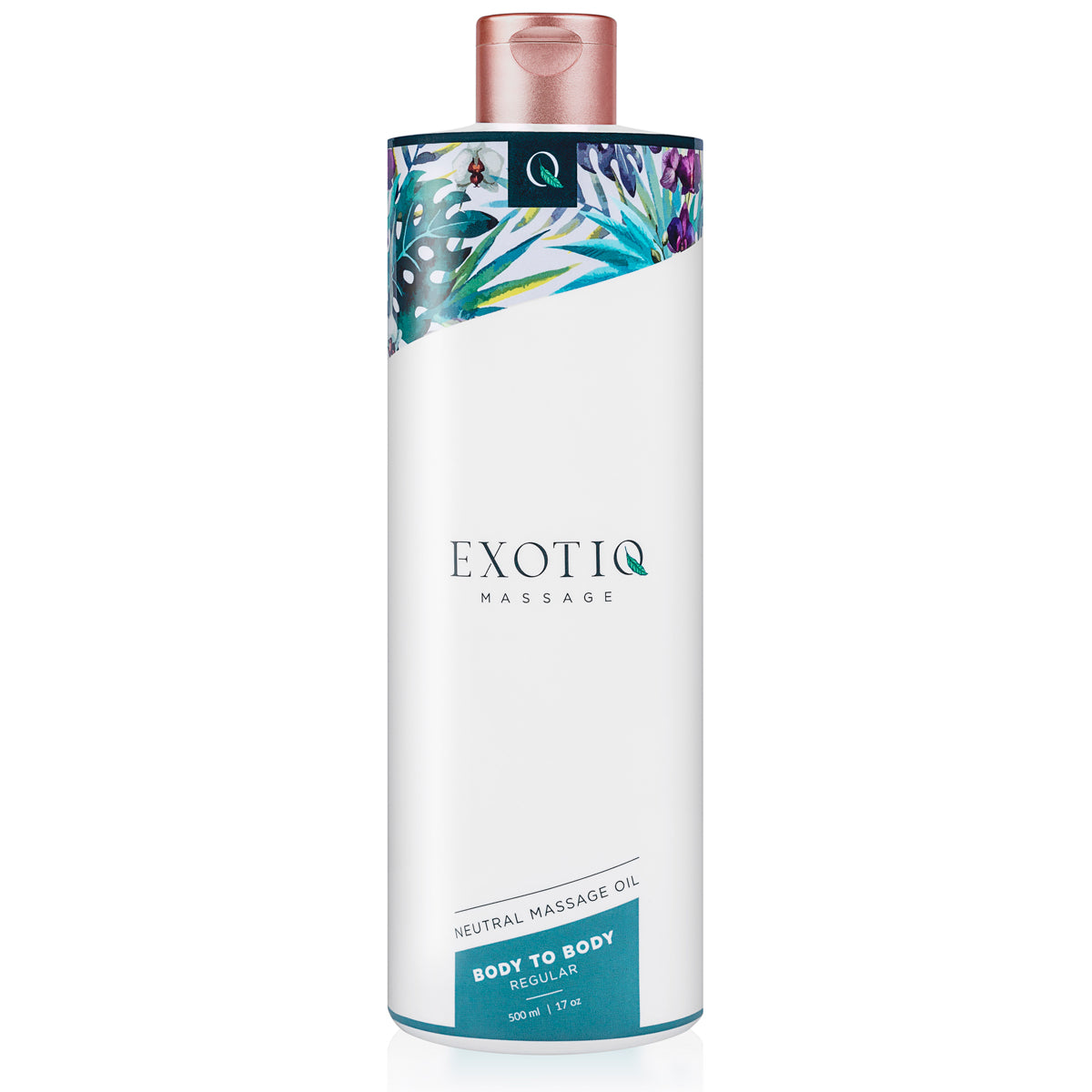 Exotiq body to body oil in a 500ml bottle, smooth and nourishing body moisturizer for soft, hydrated skin.
