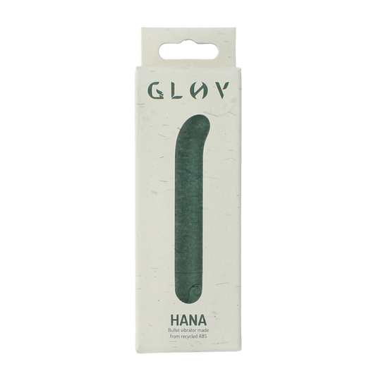 Glov Hana eco G-spot vibrator in green, sleek ergonomic design, shown in close-up view for intimate pleasure.