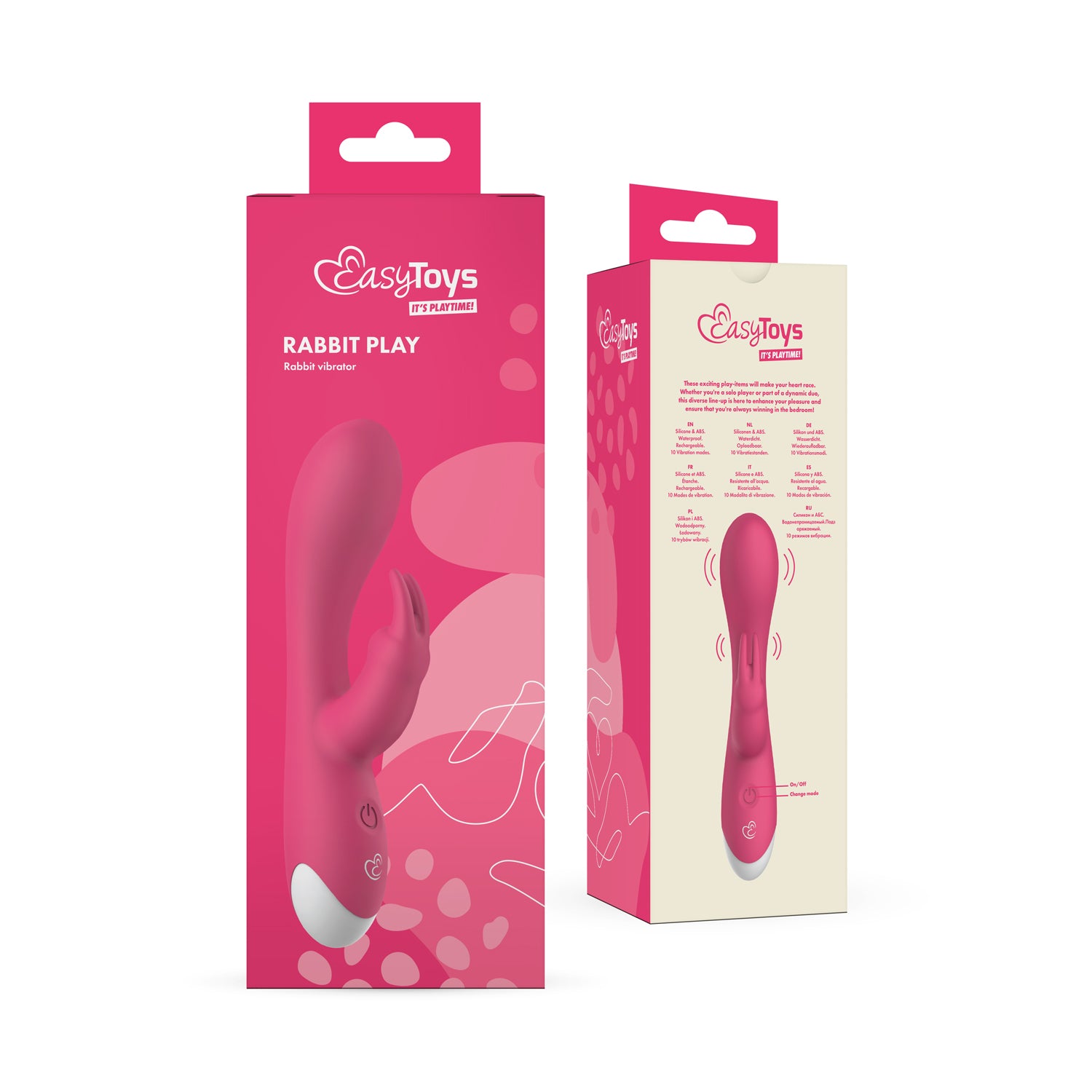EasyToys Rabbit play vibrator showing its realistic design and soft silicone texture for intimate pleasure.