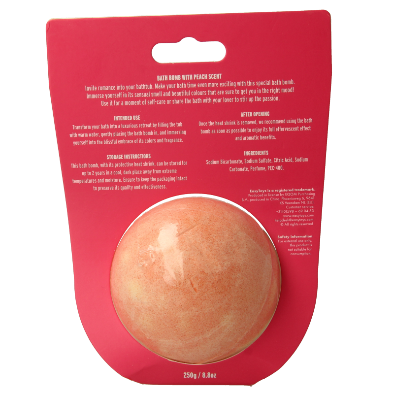 EasyToys Peach-shaped bath and shower sponge, soft and textured for relaxing bathing experiences.