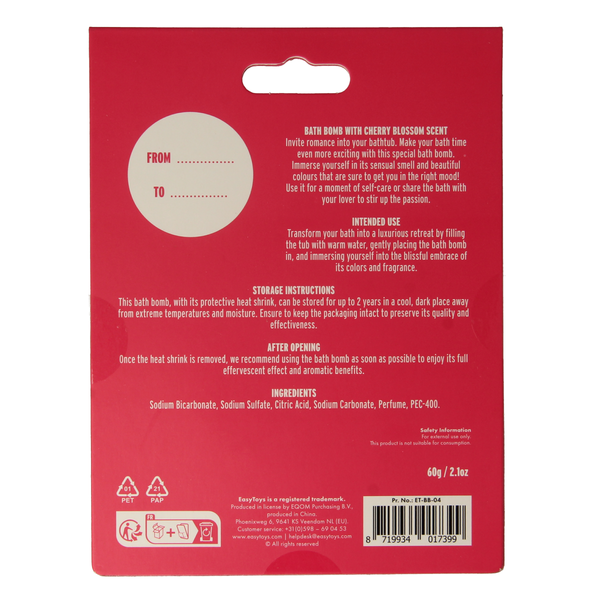 EasyToys I Love You bath and shower sponge, soft and plush for relaxing bathing experience, shown in the image.