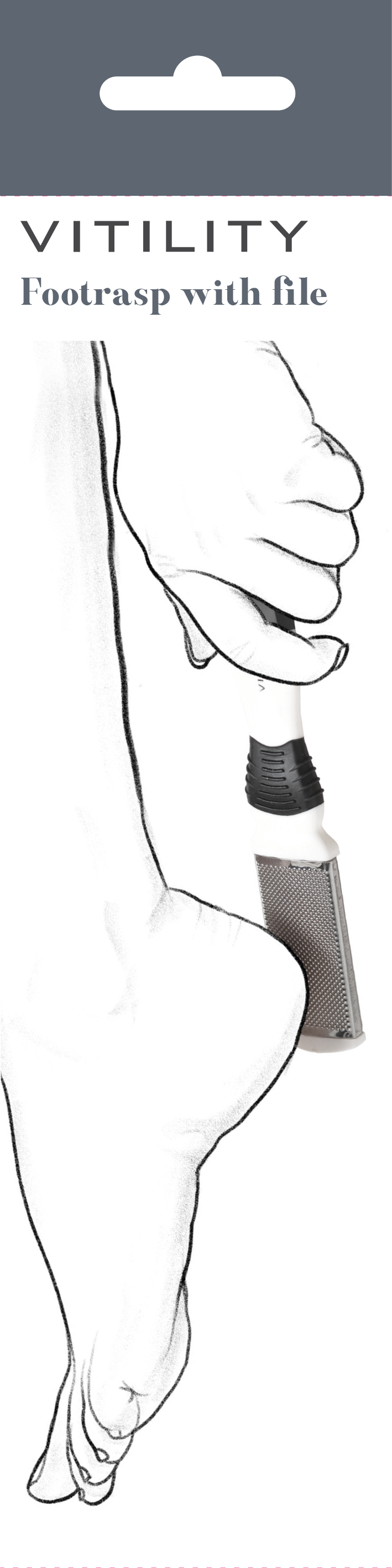 Vitility foot care set with nail file, includes foot rasp for smoothing and shaping, designed for effective foot grooming.