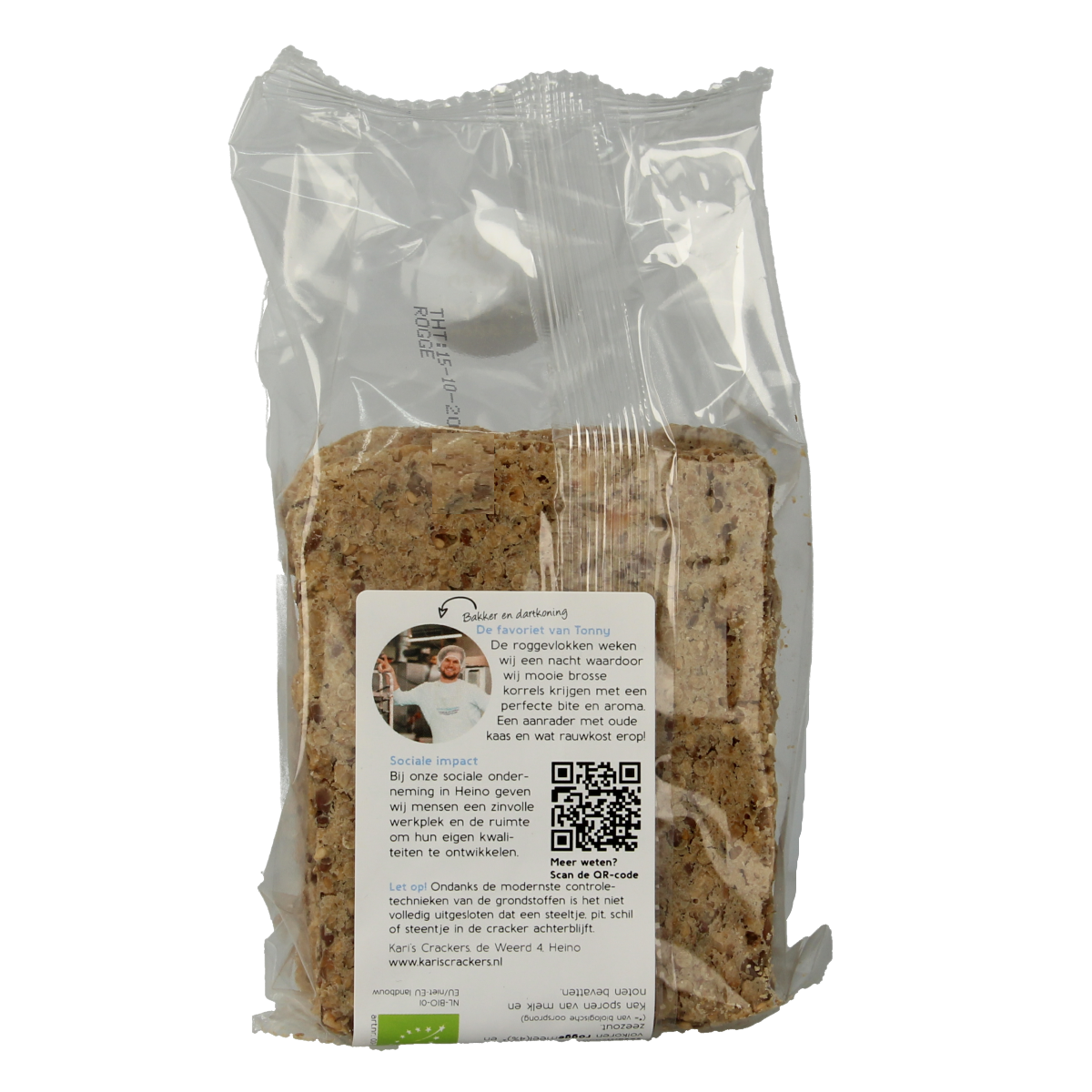 Kari's Crackers Knekkebrod rogge and havre bio, 180g, whole grain bread and crackers with a crispy texture.