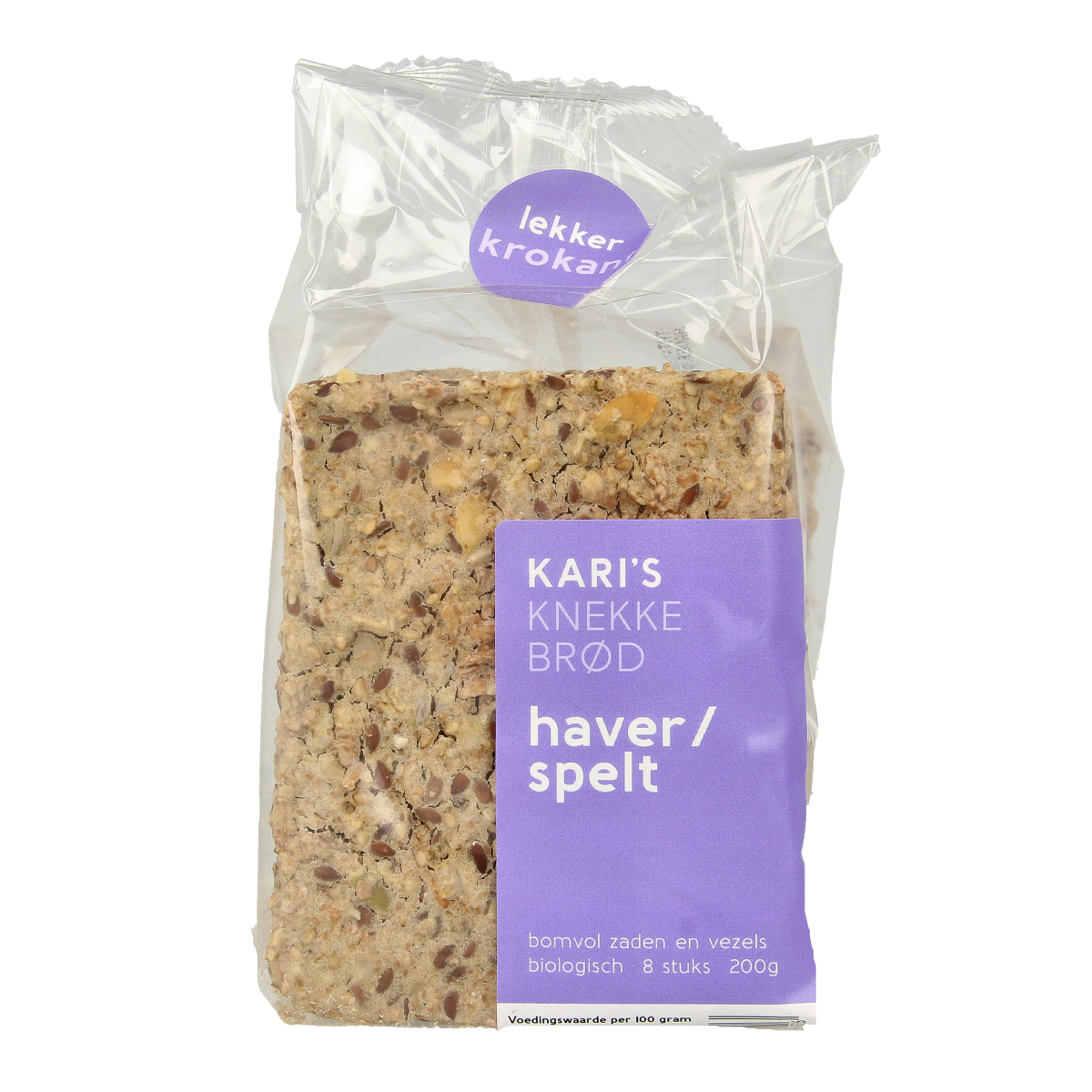 Kari's Crackers Knekkebrod with spelt and oats, organic whole-grain bread or crackers, 200 grams package.
